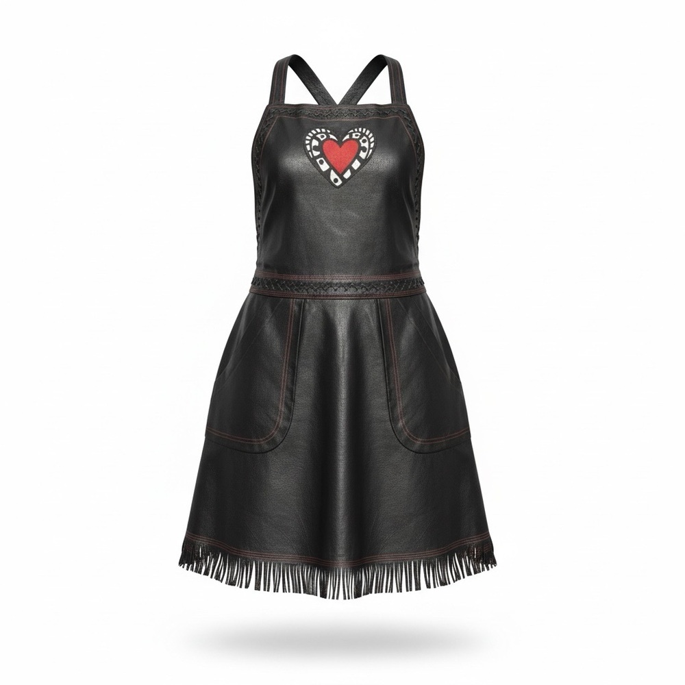 Dior leather red heart dress